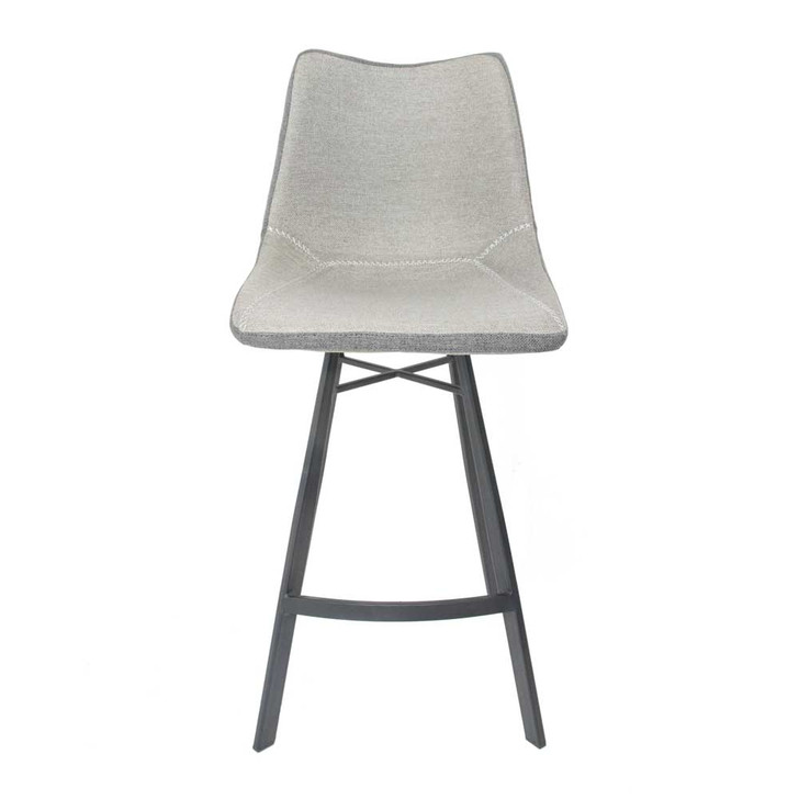 straight view of light grey counter stool with charcoal gray legs