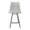 straight view of light grey counter stool with charcoal gray legs