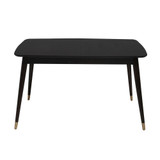 straight on view of dark gray dining table not extended