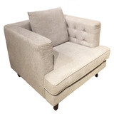 beige neutral chair with back cushion and wood legs