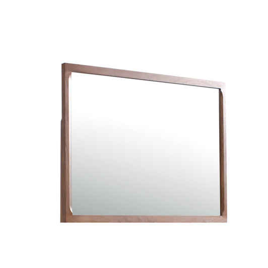simple rectangular wood veneer mirror