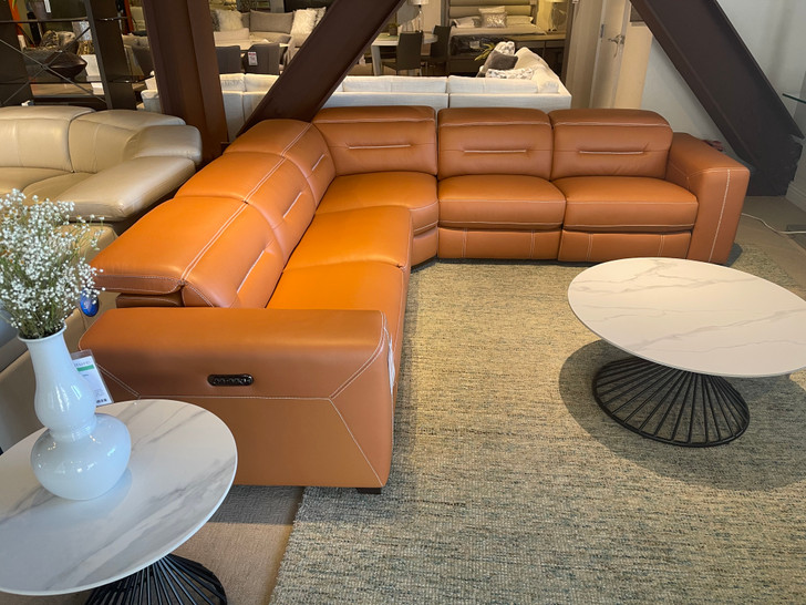 Northam 5 Pcs 3 Power Recliner Sectional Sofa - Caramel