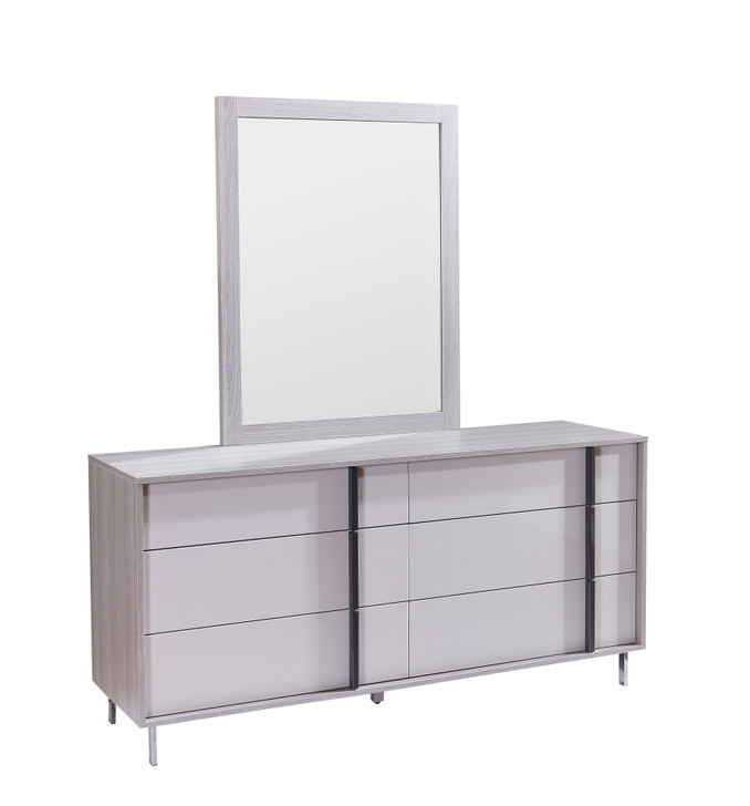 light grey mirror styled with double dresser