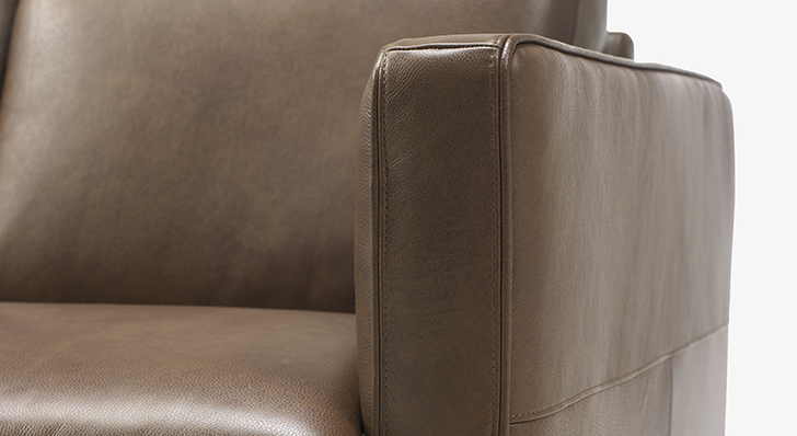 close up of loveseat armrest